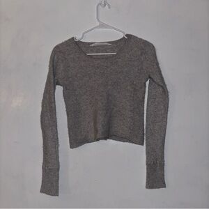 Athleta Cashmere Heather Gray Fleece Cropped Pullover